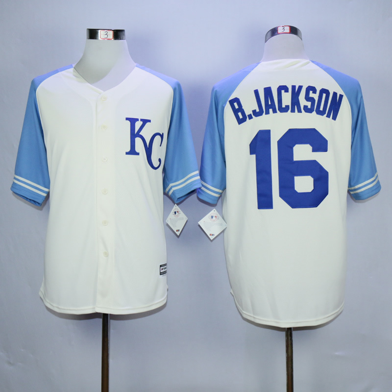 Men Kansas City Royals 16 B.Jackson Cream White MLB Jerseys